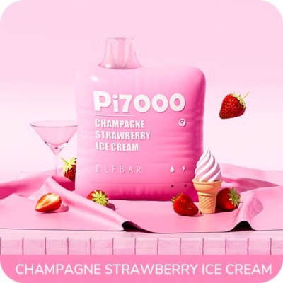 Одноразова POD система ELF BAR Pi7000 Champagne Strawberry Ice Cream на 7000 затяжок - купити